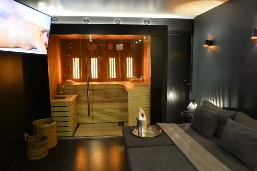 sauna avec champagne